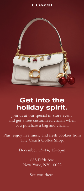 Coach Holiday Event — NYC for FREE